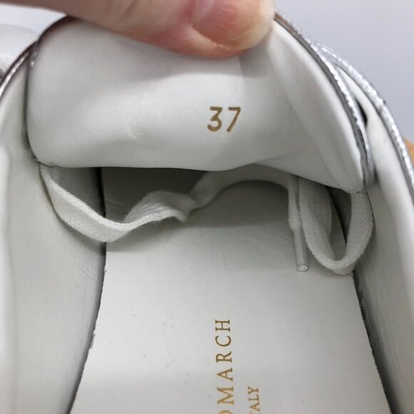 Anya Hindmarch Space Invaders Silver Metallic Leather tennis sneakers size 37 - Picture 7 of 16